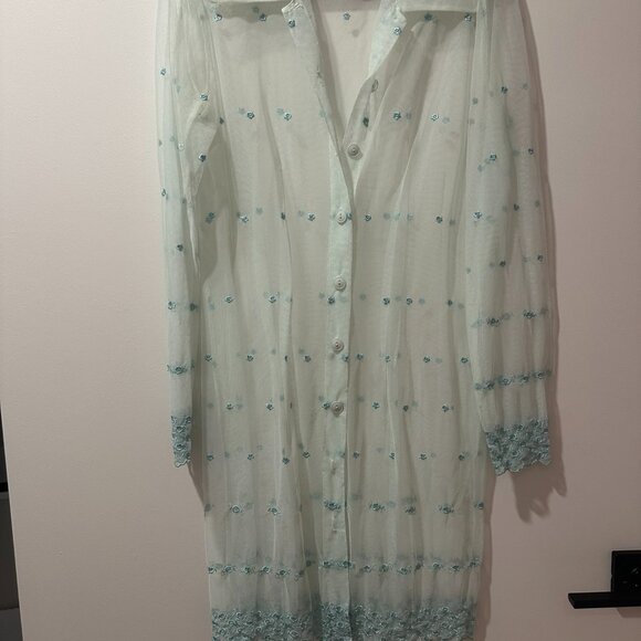 Vintage Mesh Floral Embroidery Dress Overlay - Picture 3 of 8